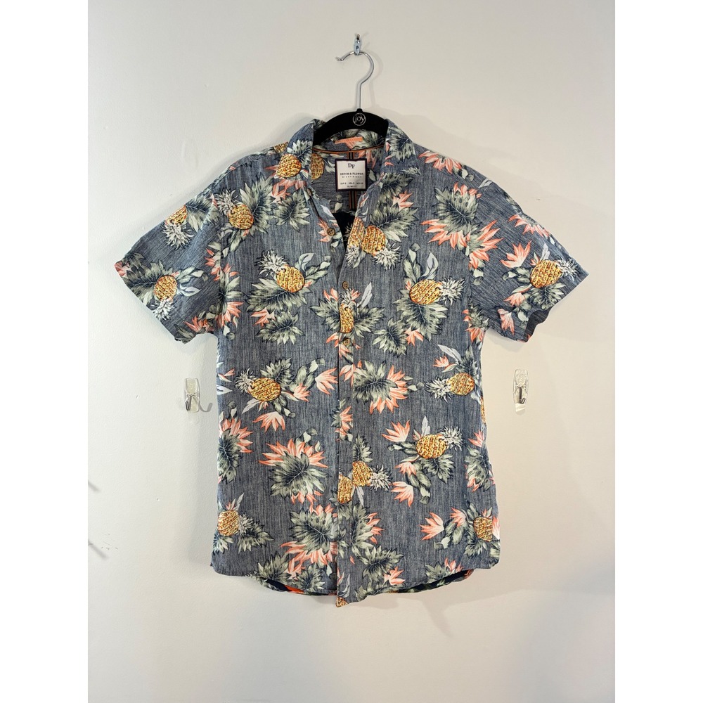 Denim & Flower Ricky Singh Pineapple Hawaiian Shirt Mens Slim Fit S Short Sleeve